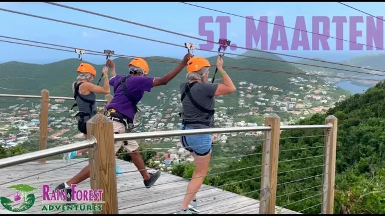 Sint Maarten Vacation | The Big Three Rain Forest Adventure| HD footage of all rides |inflight Crew