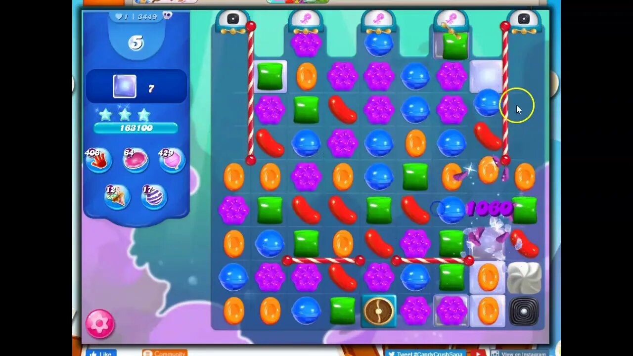 Candy Crush Level 3449 Talkthrough, 20 Moves 0 Boosters