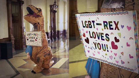 Trans Dinosaur Used To Attract Children To Sexual Perversion Confronted By Reporter