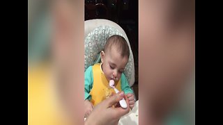 Cute Baby Falls Asleep during Dinner