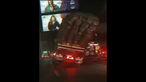 Stupid driver caused the truck to overturn