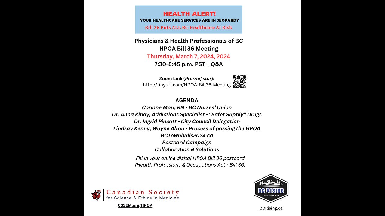 BC Physicians & Health Professionals HPOA (Bill 36) Meeting - Mar 7, 2024