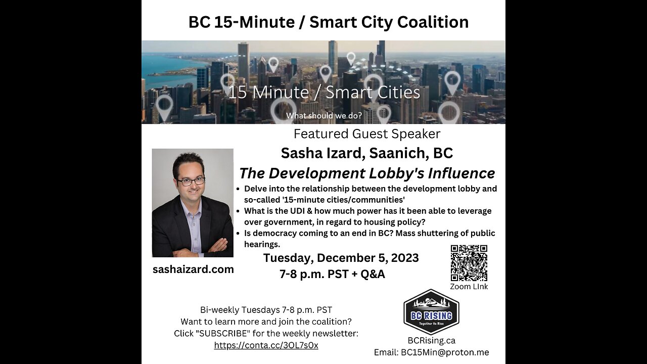 BC 15-Minute Smart City Coalition - Dec 5, 2023, Guest Speaker Sasha Izard