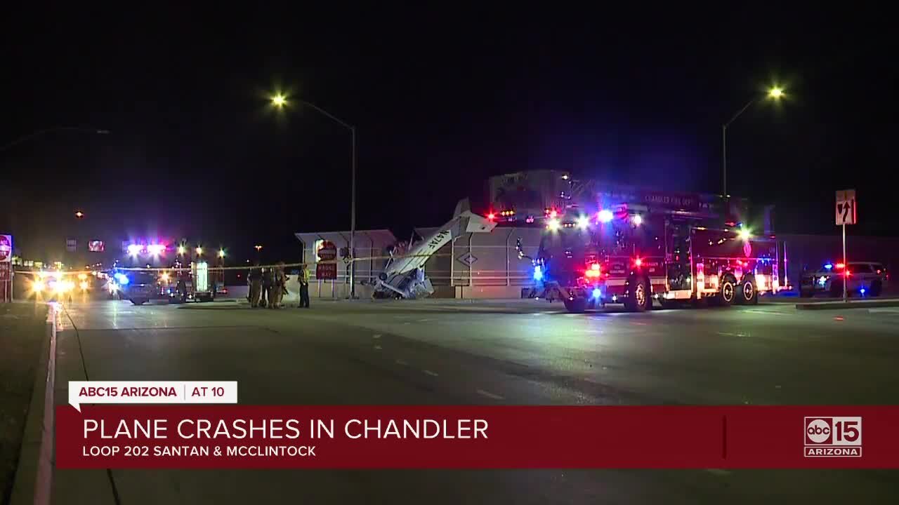 1 hospitalized after plane crashes on McClintock Drive and Loop 202 overpass