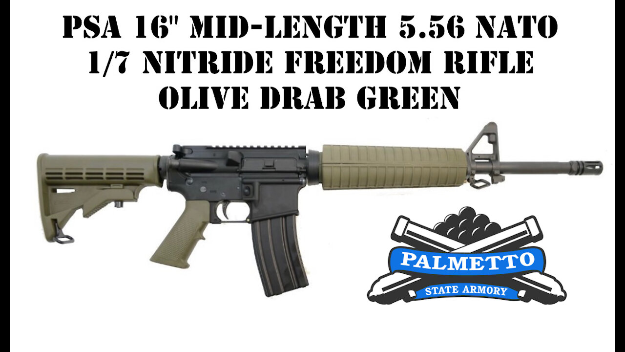 PSA 16" MID-LENGTH 5.56 NATO 1/7 NITRIDE FREEDOM RIFLE, OLIVE DRAB GREEN
