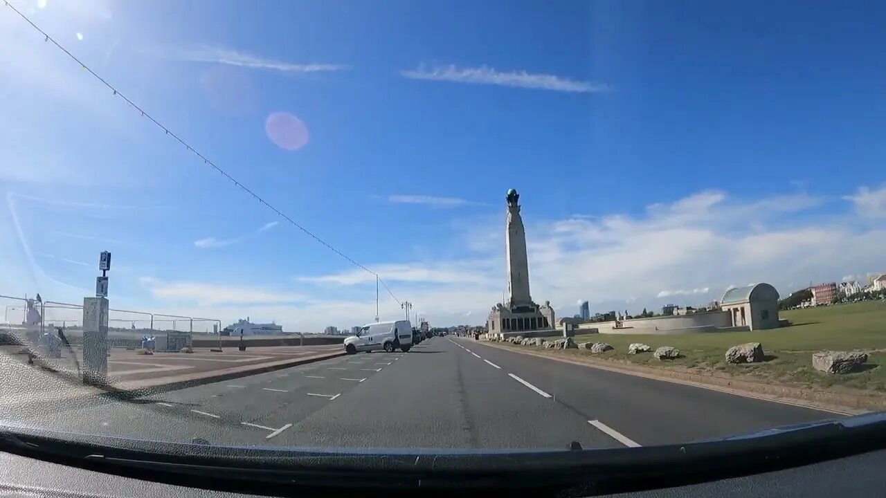 Driving at Southsea seafront. Portsmouth May 2022