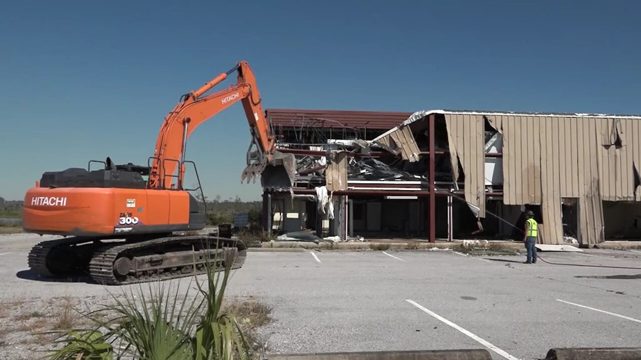 Tyndall AFB Hurricane Michael Recovery Demolition 11-3-20 -- B-ROLL