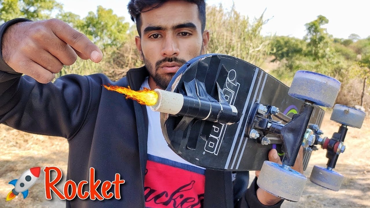 We Put a Rocket on Skateboard Will It Fly or ....? Experiment