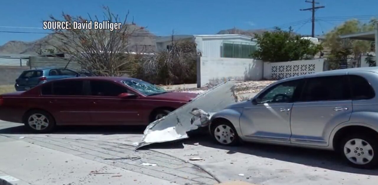 Dust devil damages roof, cars in east Las Vegas