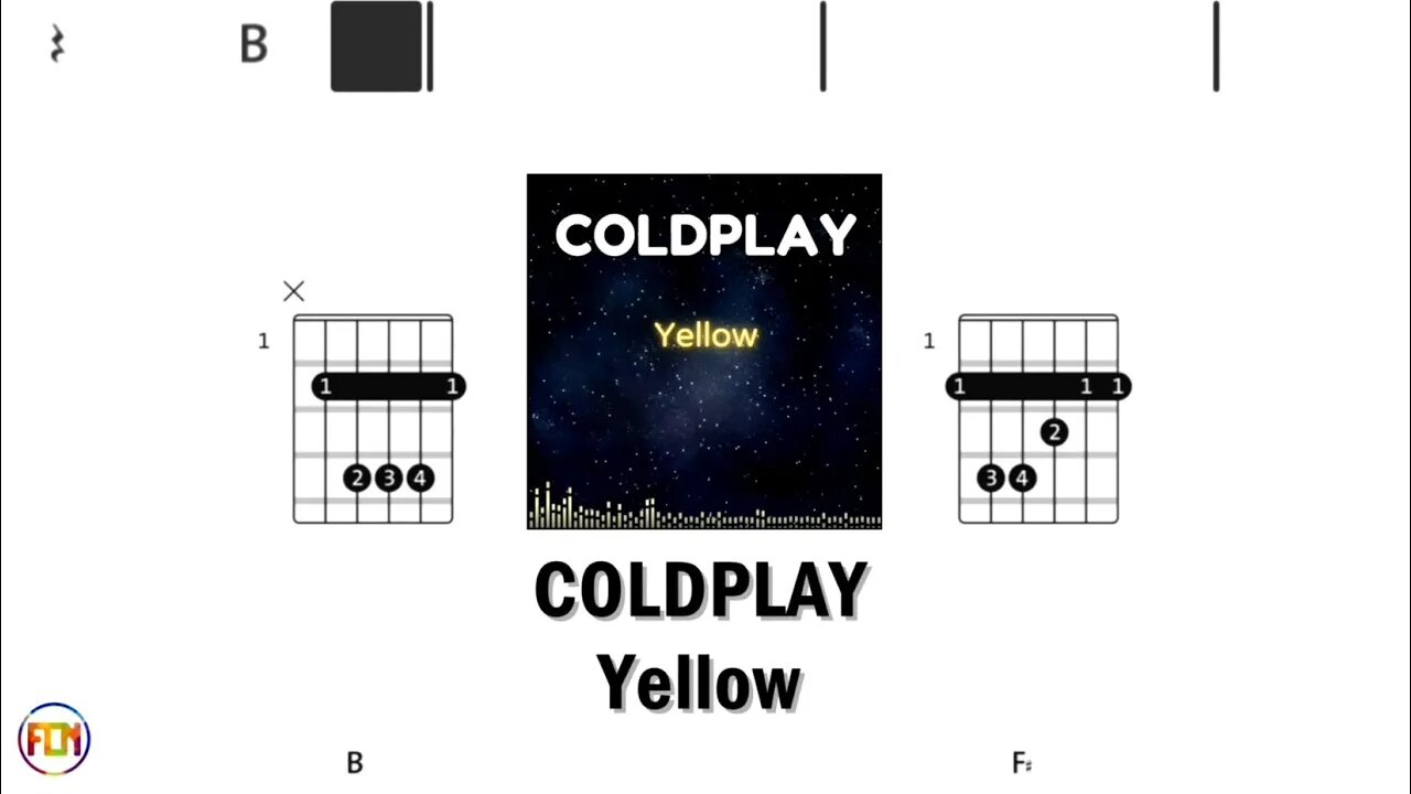 COLDPLAY Yellow FCN GUITAR CHORDS & LYRICS