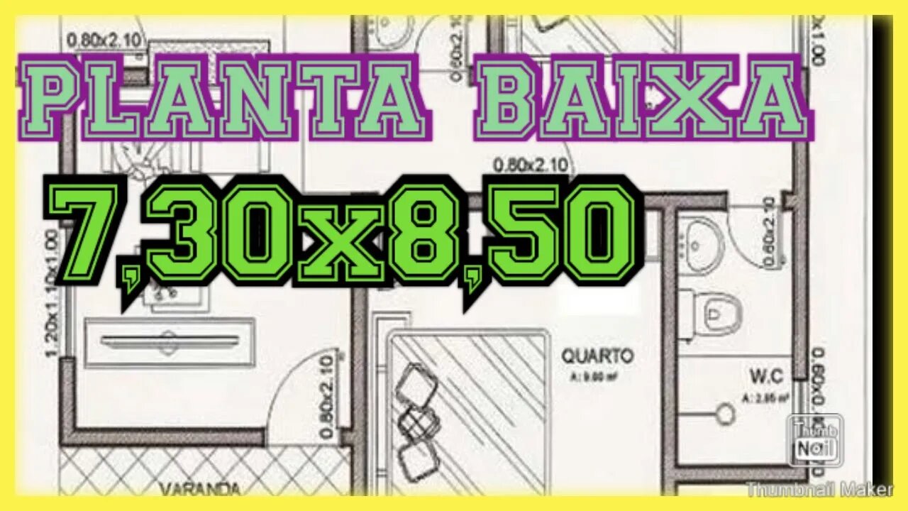 planta baixa 7,50x8,30 2 quartos com suite