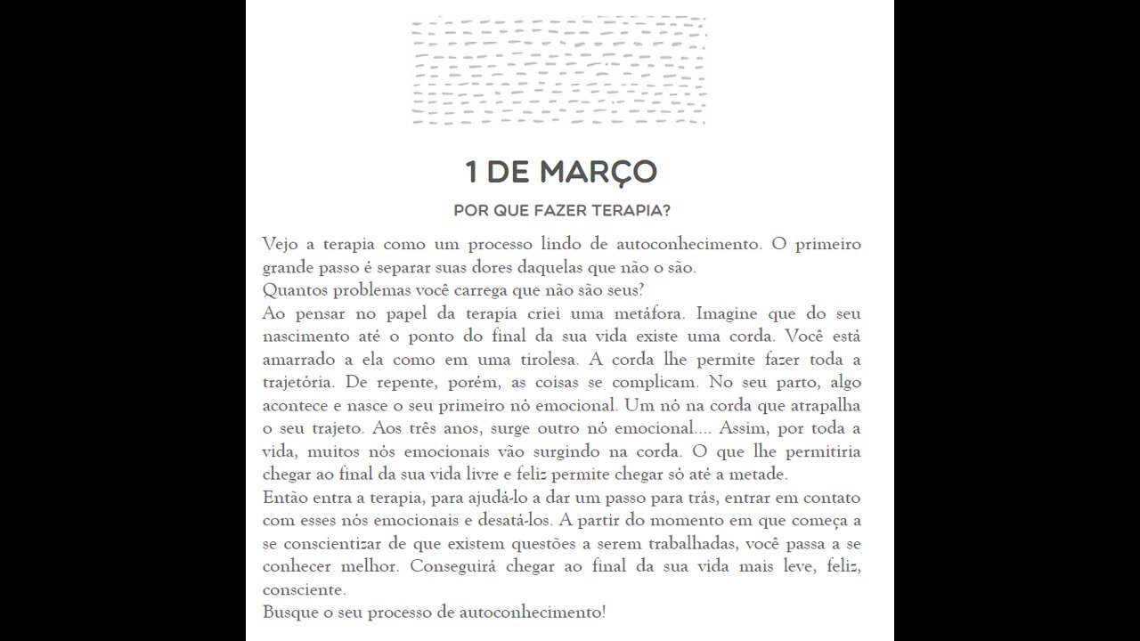 Meu livro da Consciência - Por que fazer terapia? - 01 de março - Peixes