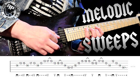 Melodic Sweep Picking Passage + TAB