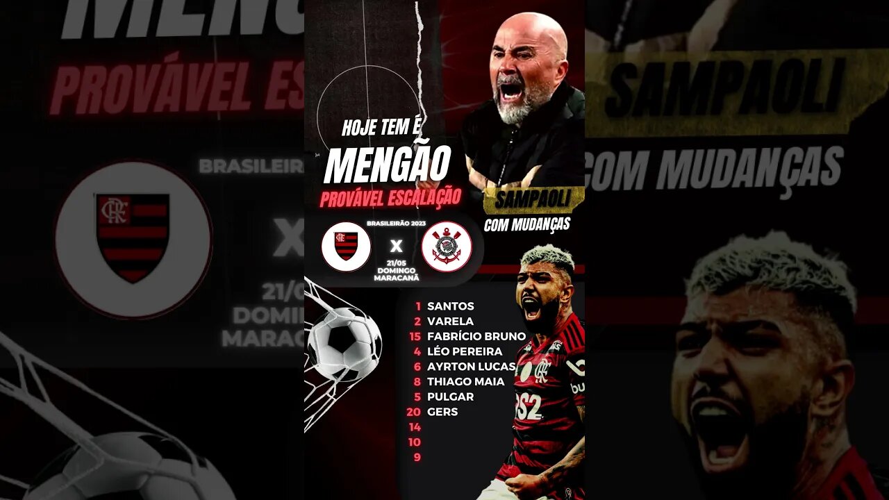 PROVÁVEL ESCALAÇÃO DO FLAMENGO X CORINTHIANS BRASILEIRÃO - É TRETA! NOTÍCIAS DO FLAMENGO #Shorts