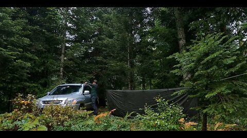 Camping alone in heavy rain and thunder -7