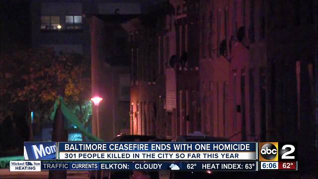 One killed during 72-hour ceasefire in Baltimore