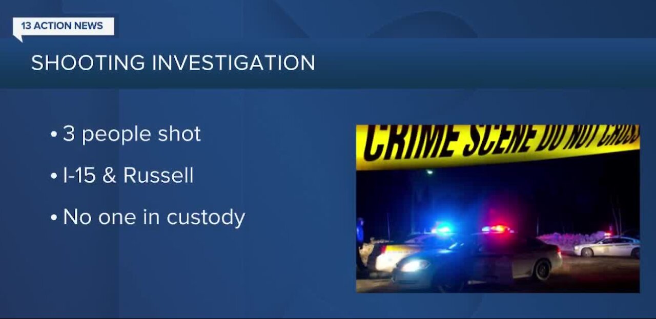 3 people shot on Interstate 15 near Russell, Las Vegas police say