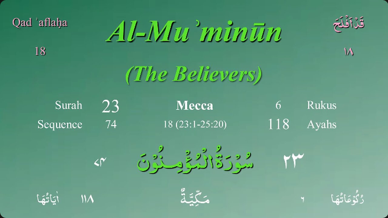 023 Surah Al Mumenoon by Mishary Al Afasy (iRecite)