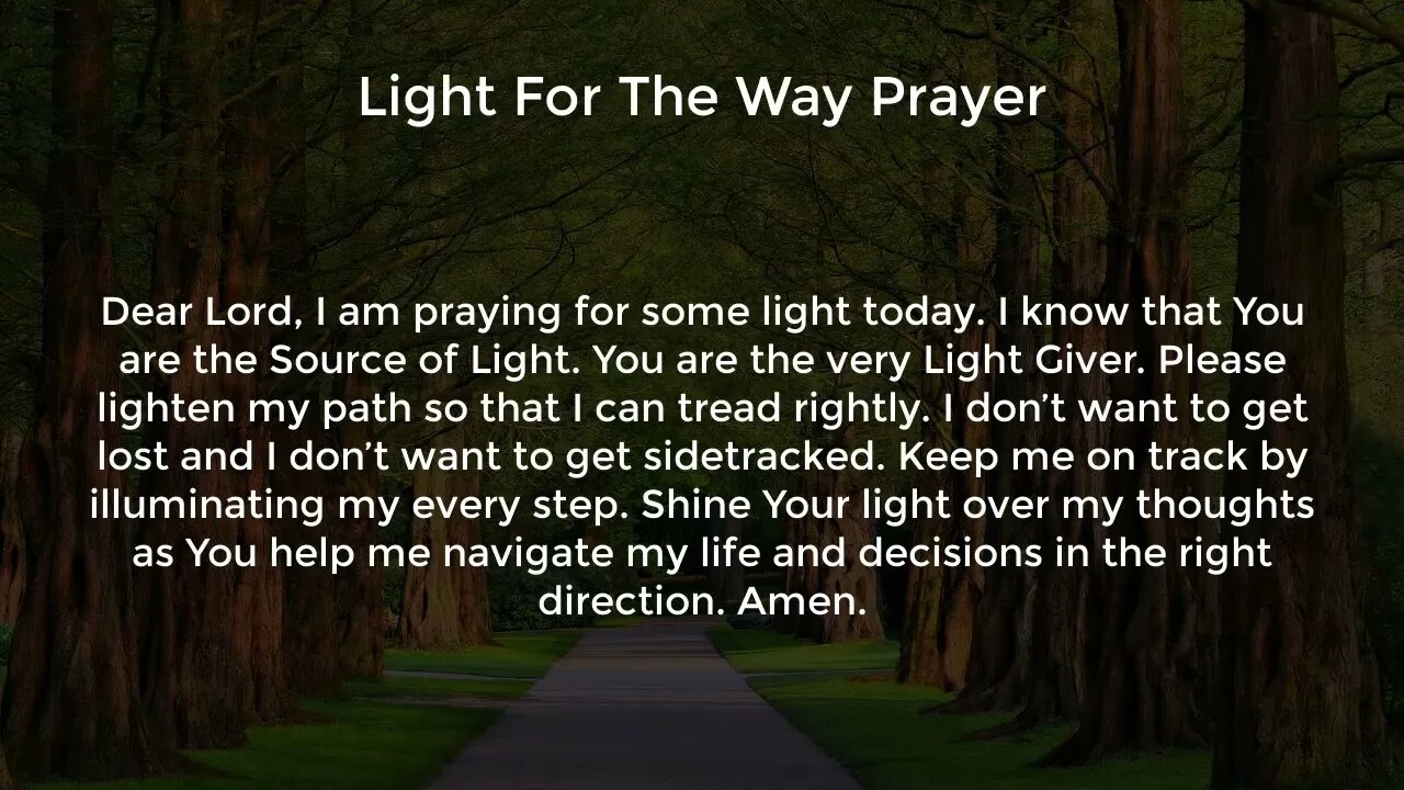 Light For The Way Prayer (Prayer for Wisdom and Direction)