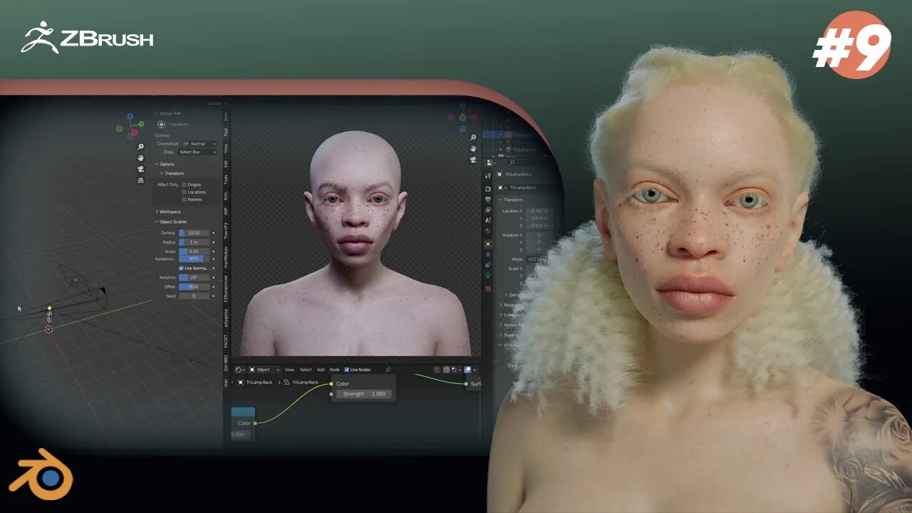 creating the Albino Character using Blender- 3D Timelapse part 9