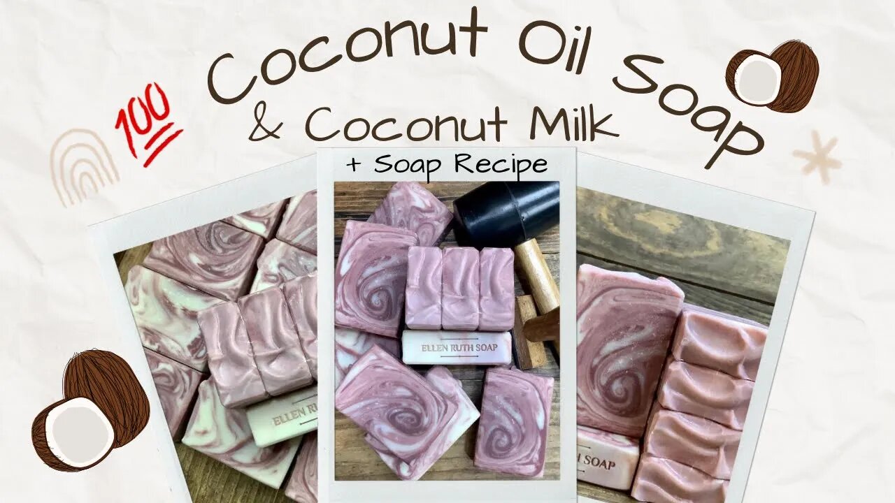 DIY Soap Recipe - How to Make 💯 COCONUT Oil & 🥥 Coconut Milk CP Soap | Ellen Ruth Soap