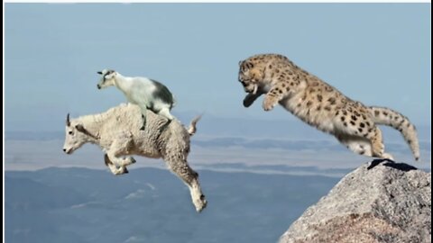 Mother_Mountain_Goat_Protect_Her_Baby_From_Snow_Leopard_Hunting,_Animals_Hunt_Fail.