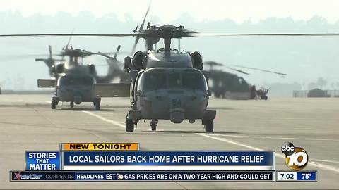 Local Sailors return after Hurricane Harvey relief efforts