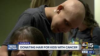 Patients donate hair at Phoenix Children's Hospital for children with cancer