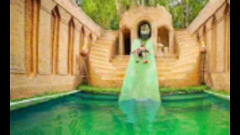80 Days Built Underground Water Slide Pool and Temple Tunnel