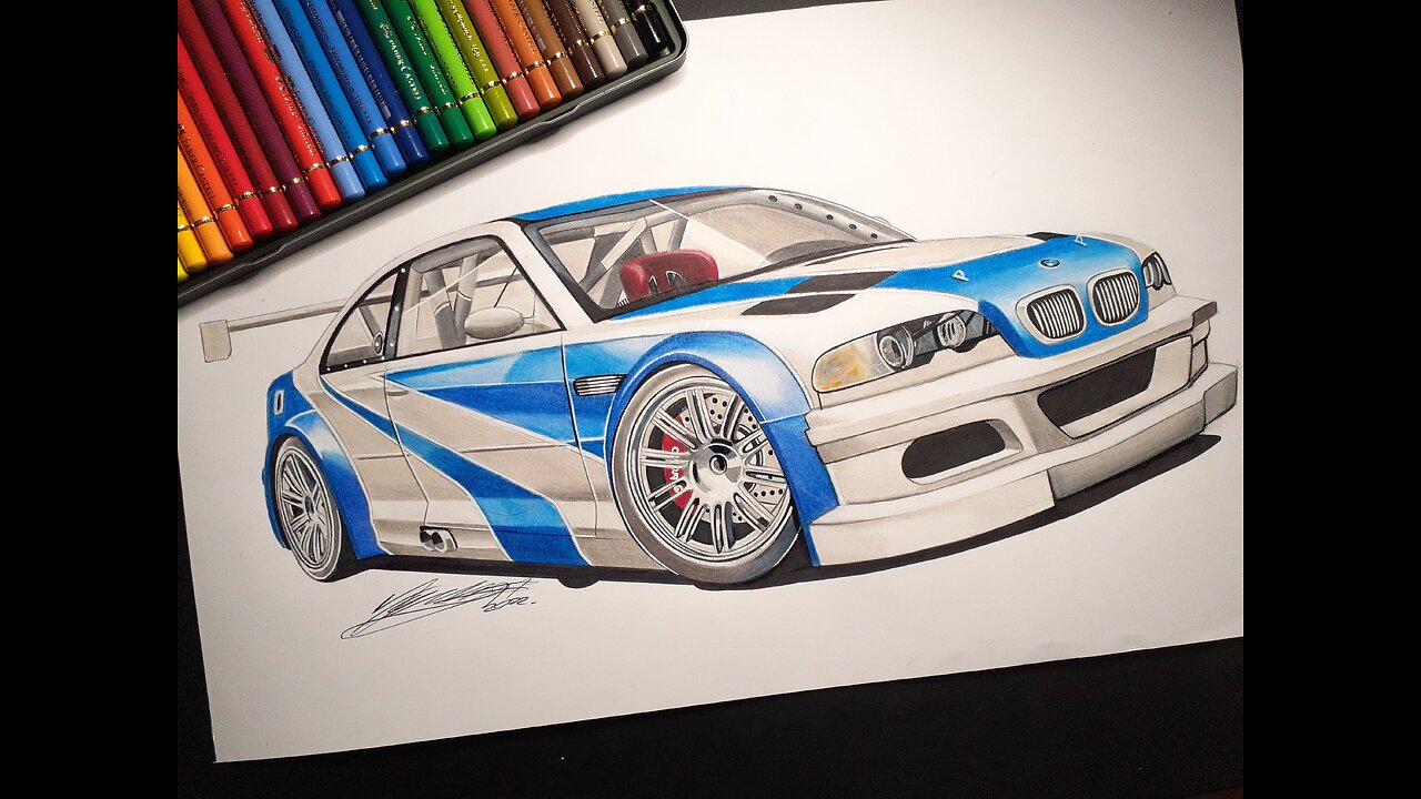 Drawing The BMW M3 GTR From NFS Most Wanted | Time Lapse