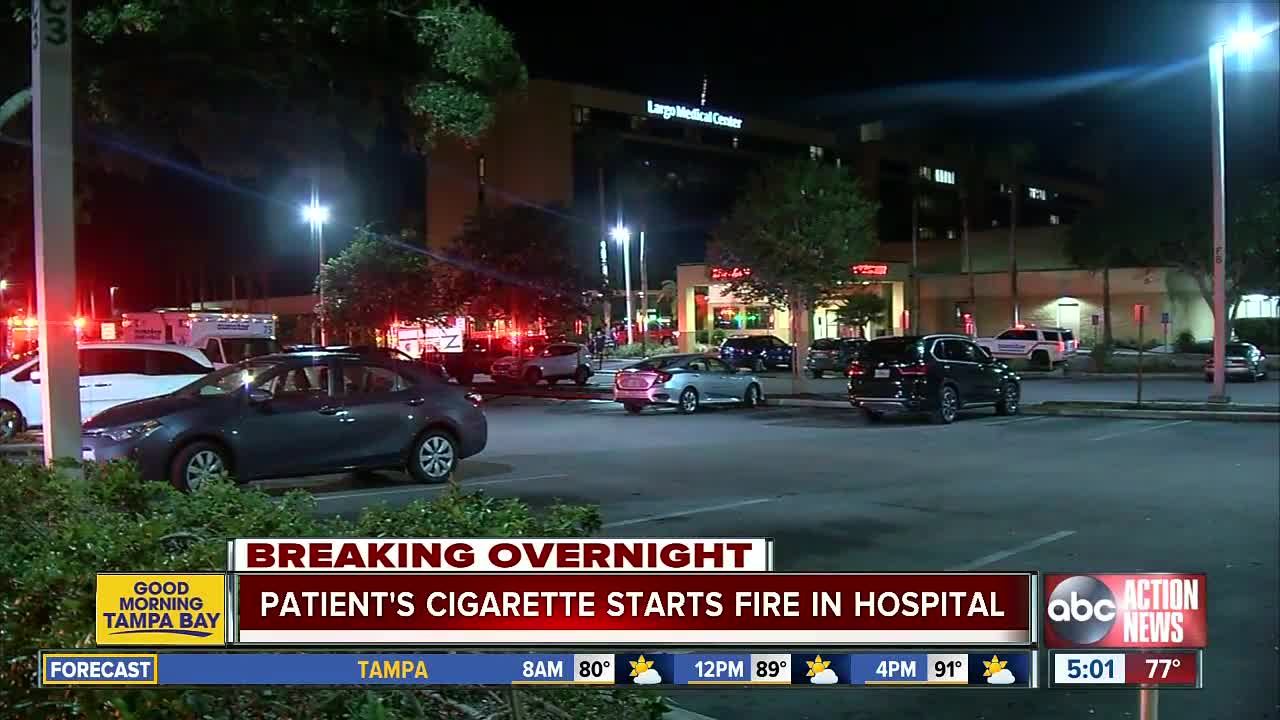 Patient smoking at Largo Medical Center causes overnight fire