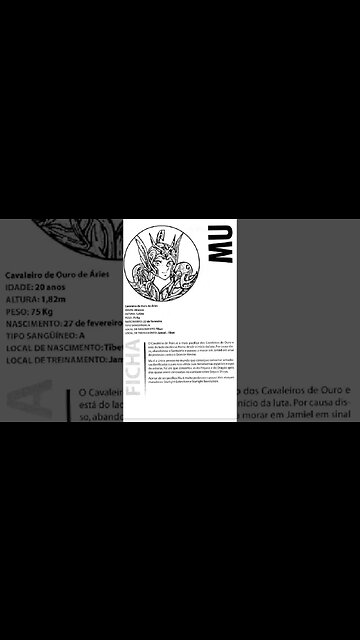 Os Cavaleiros Do Zodíaco - Mu Ficha [Pause o Vídeo Caso Não Consiga Ler]