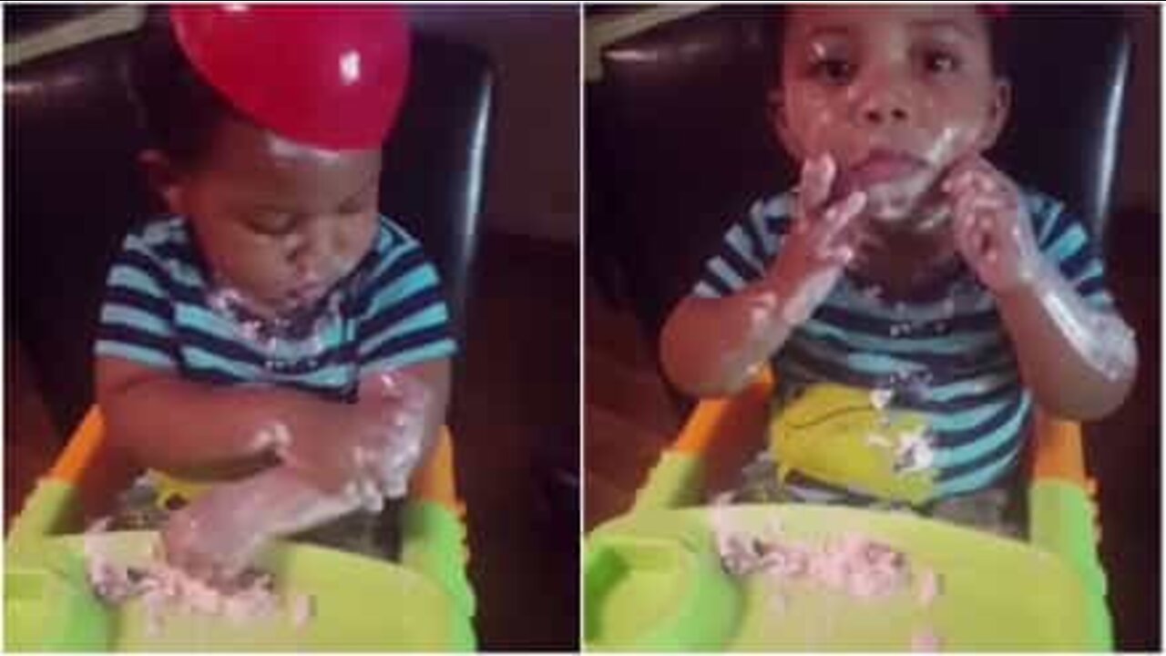 Baby finds messy new ways to appreciate yogurt