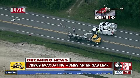 Pasco homes evacuated after truck hits power line causing gas leak