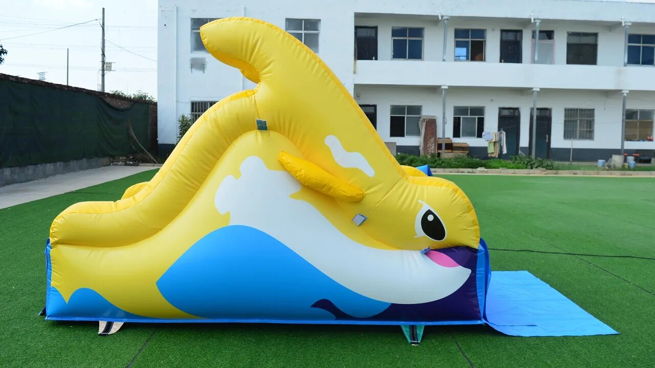 Yellow Dolphin Dry Slide #inflatables #inflatable #trampoline #slide #bouncer #catle #jumping