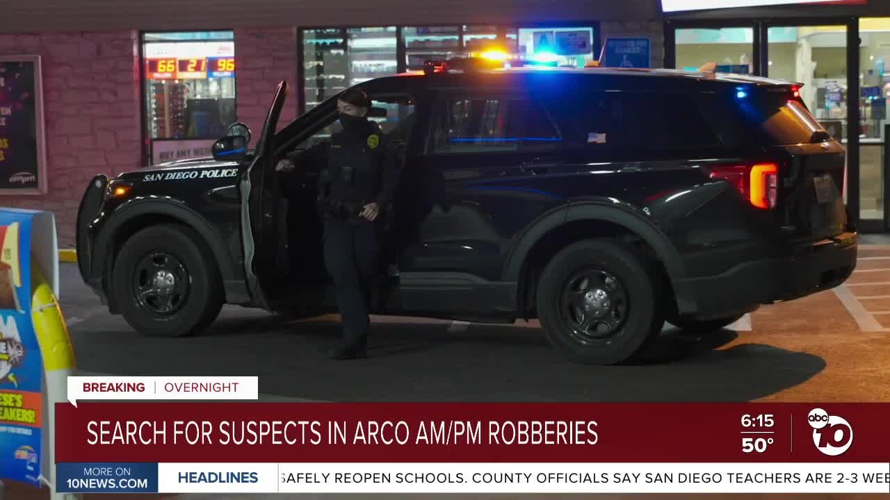 San Diego police search for suspects in gas station robberies