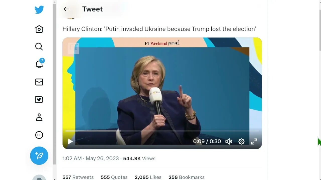 😅 😂 🤣 希拉里克林頓：“普京入侵烏克蘭是因為特朗普輸掉了選舉” 😅 😂 🤣