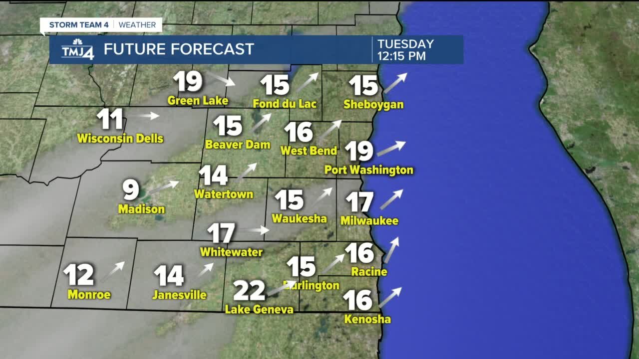 Windy Tuesday in store, showers possible