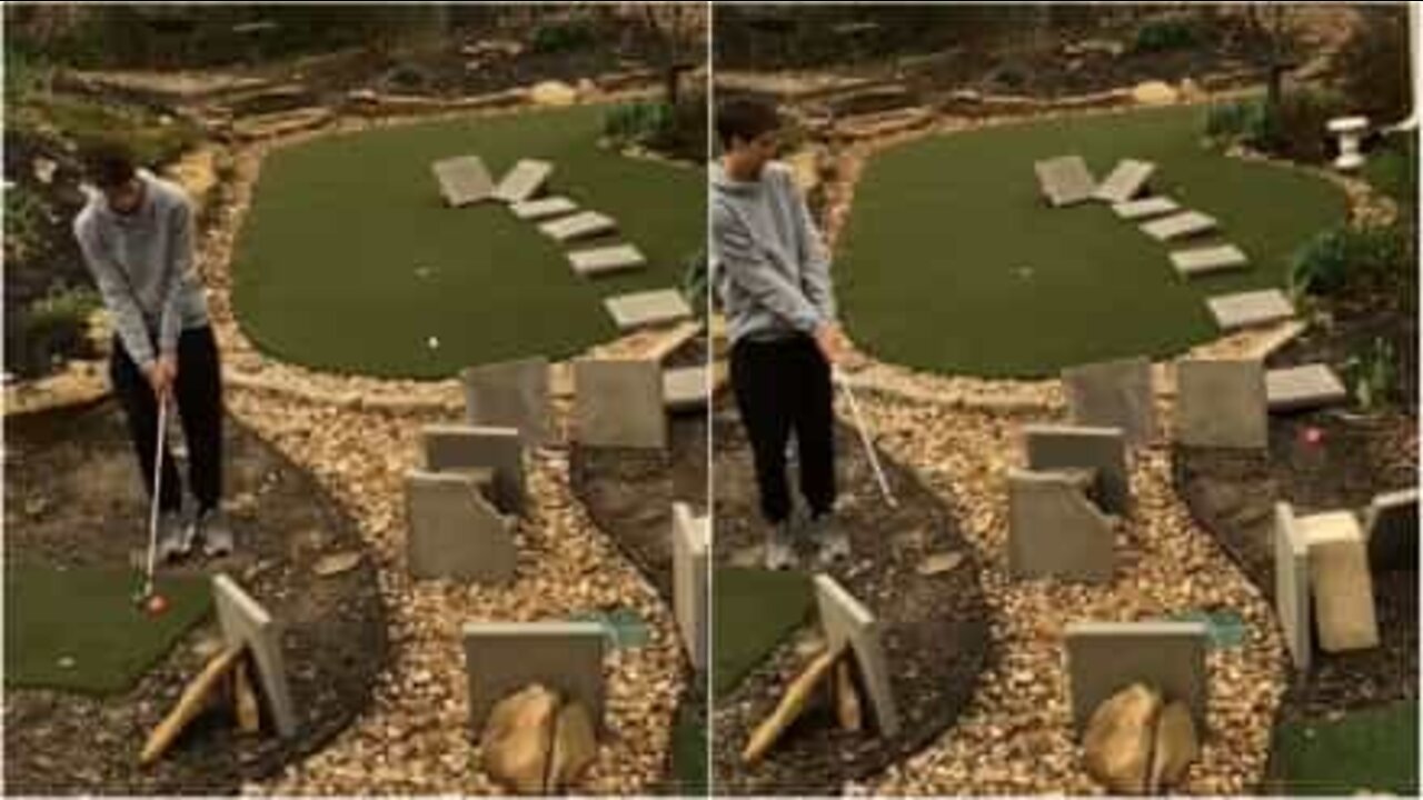 Golfista usa lastre in marmo per un trucco impressionante