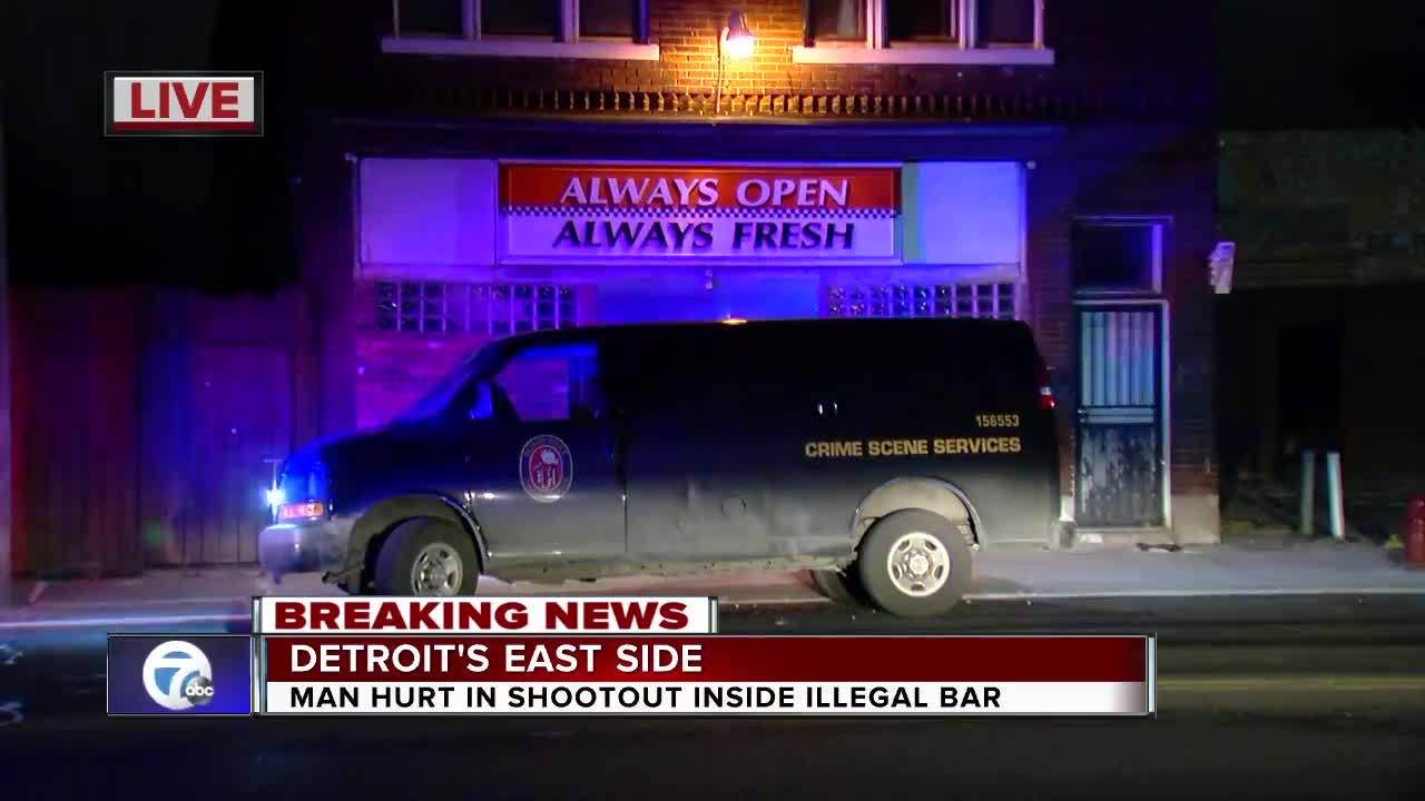 Man injured after shootout inside illegal bar on Detroit's east side