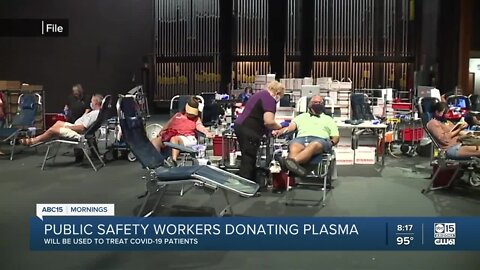 Public safety workers donating plasma