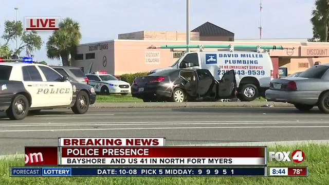 Police presence at crash on Bayshore Road in North Fort Myers