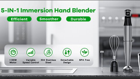 Immersion Blender Handheld Corded Hand Blender 1100W