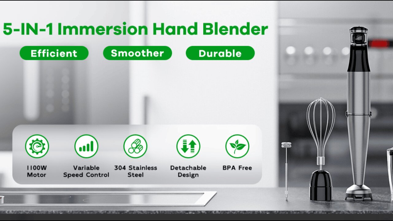 Immersion Blender Handheld Corded Hand Blender 1100W