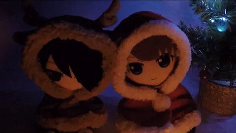 Hitagi and Araragi fireside Christmas