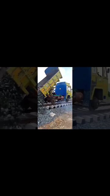 Truck runs on railway track#shorts