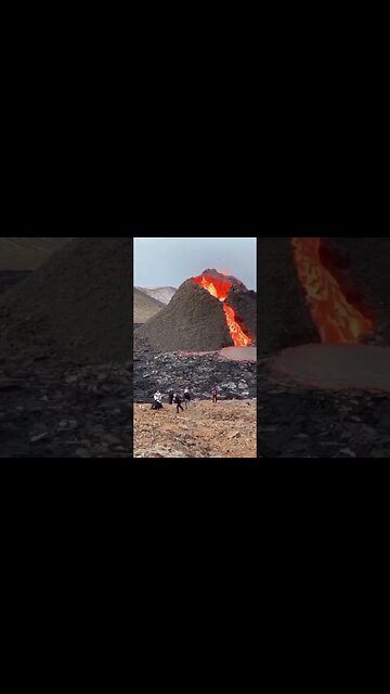 Volleyball near an erupting volcano