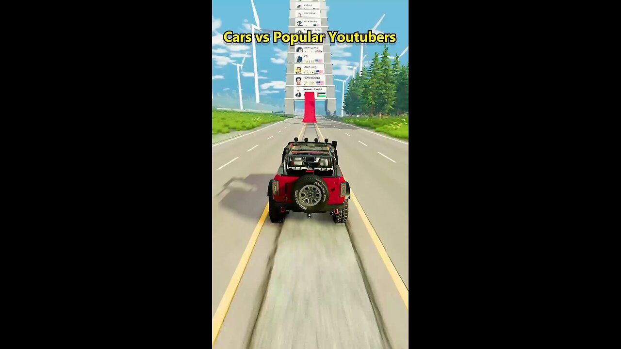 Car vs popular youtube 🚘 BeamNG. Drive#beamndrive #simulator#short#mrbeast