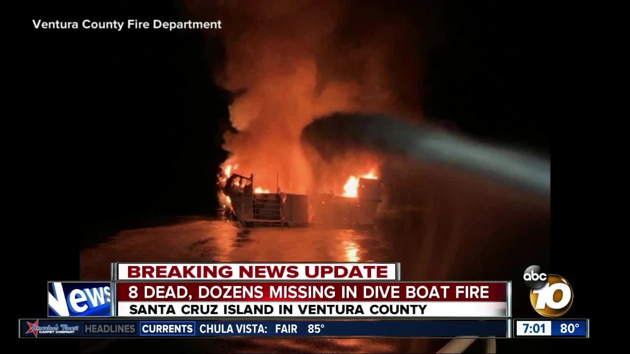 8 dead, dozens missing in dive boat fire