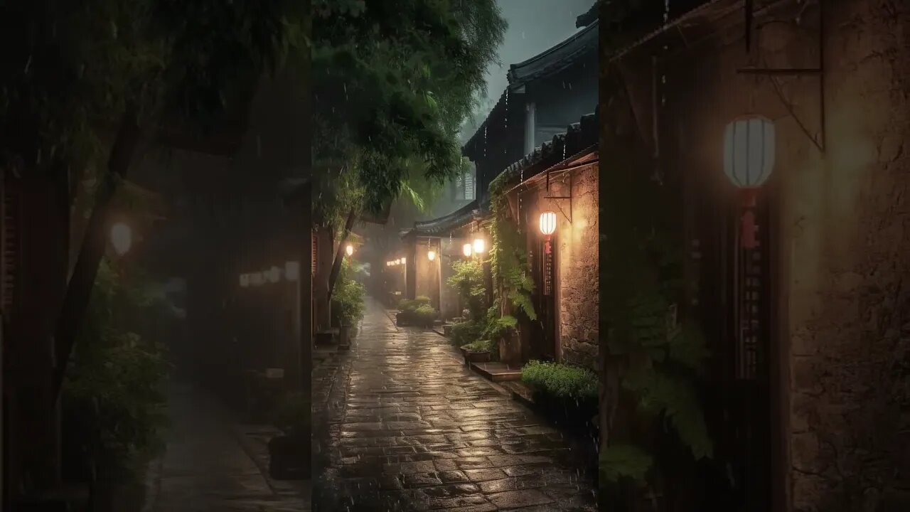 睡眠疗愈：古城街道的大雨声中冥想，快速放松身心，深度睡眠恢复精力ASMR#shorts #rain #rainsounds #sleep #sleepmusic #shortsvideo